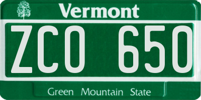 VT license plate ZCO650