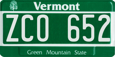 VT license plate ZCO652