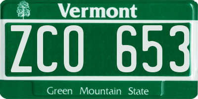 VT license plate ZCO653