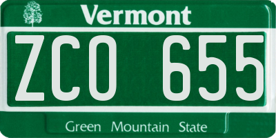 VT license plate ZCO655