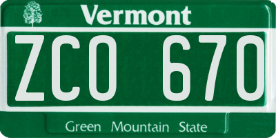 VT license plate ZCO670