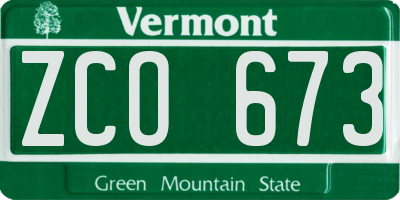 VT license plate ZCO673