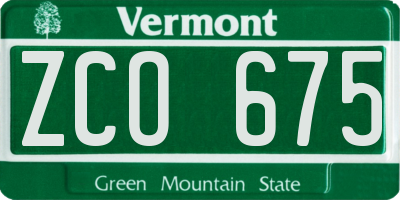 VT license plate ZCO675