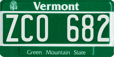 VT license plate ZCO682