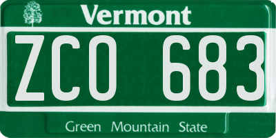 VT license plate ZCO683