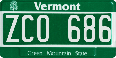VT license plate ZCO686