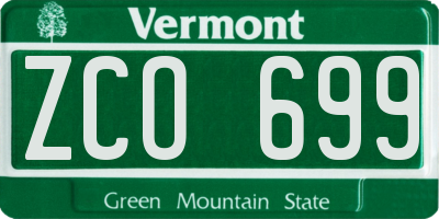 VT license plate ZCO699