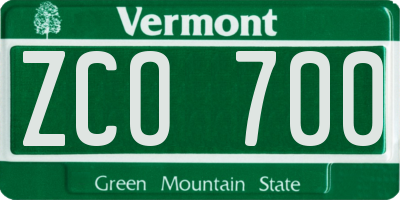 VT license plate ZCO700