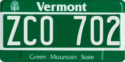 VT license plate ZCO702
