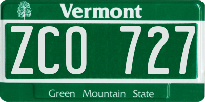 VT license plate ZCO727
