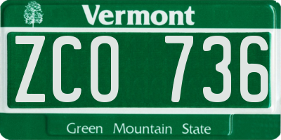 VT license plate ZCO736