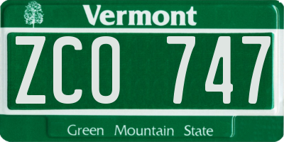 VT license plate ZCO747