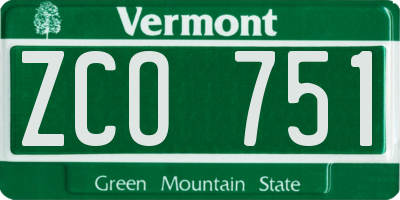 VT license plate ZCO751