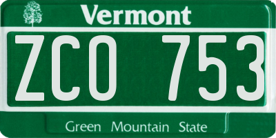 VT license plate ZCO753