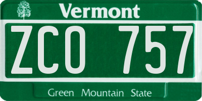 VT license plate ZCO757