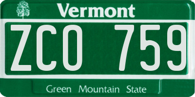 VT license plate ZCO759