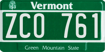 VT license plate ZCO761