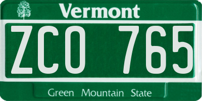 VT license plate ZCO765