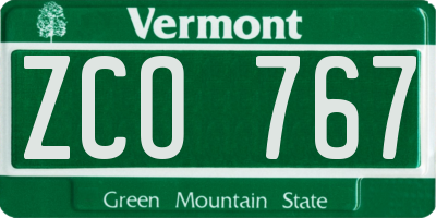 VT license plate ZCO767