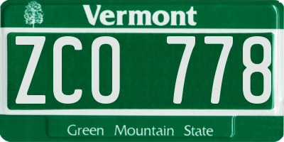 VT license plate ZCO778