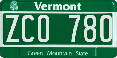 VT license plate ZCO780