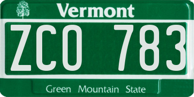 VT license plate ZCO783