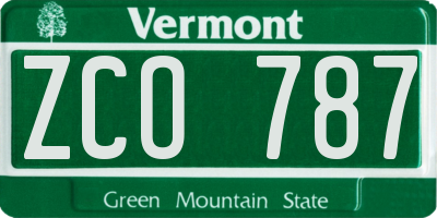 VT license plate ZCO787