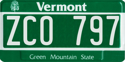 VT license plate ZCO797