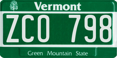 VT license plate ZCO798