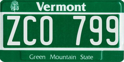 VT license plate ZCO799