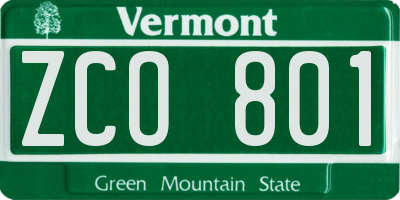 VT license plate ZCO801