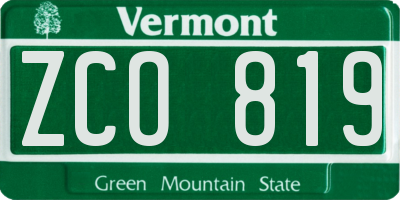VT license plate ZCO819