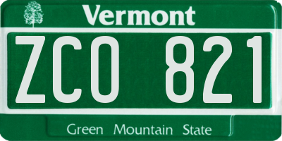 VT license plate ZCO821