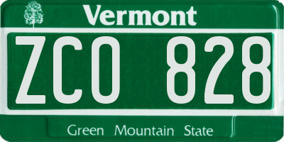 VT license plate ZCO828