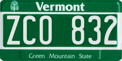 VT license plate ZCO832