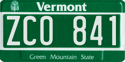 VT license plate ZCO841