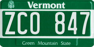 VT license plate ZCO847