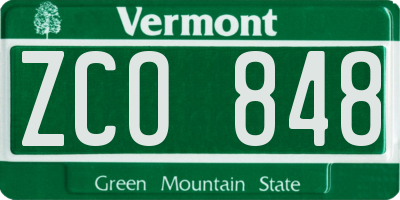 VT license plate ZCO848