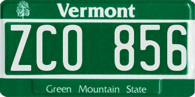 VT license plate ZCO856