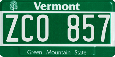 VT license plate ZCO857