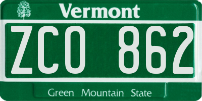 VT license plate ZCO862