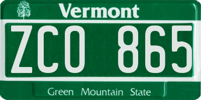 VT license plate ZCO865