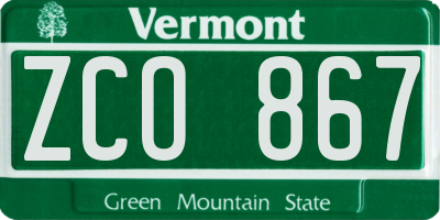 VT license plate ZCO867