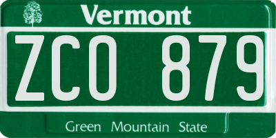 VT license plate ZCO879
