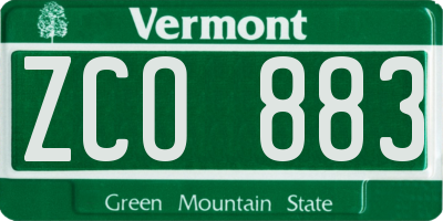 VT license plate ZCO883