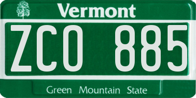 VT license plate ZCO885