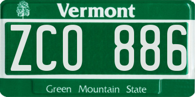 VT license plate ZCO886