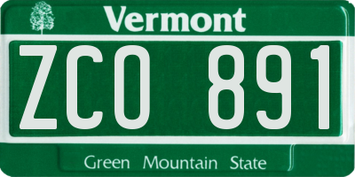 VT license plate ZCO891