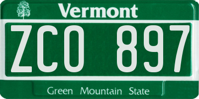 VT license plate ZCO897