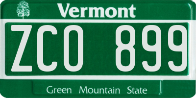 VT license plate ZCO899
